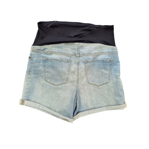 Isabel Maternity By Ingrid & Isabel Midi Short With Crossover Panel Denim Shorts - Picture 2 of 7